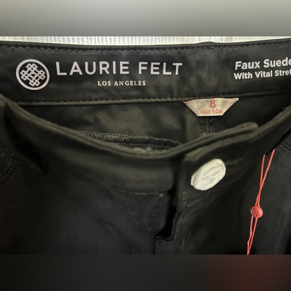 🖤 NWT! Stretch Faux Black Suede Triangle Hem Pants - Picture 4 of 9